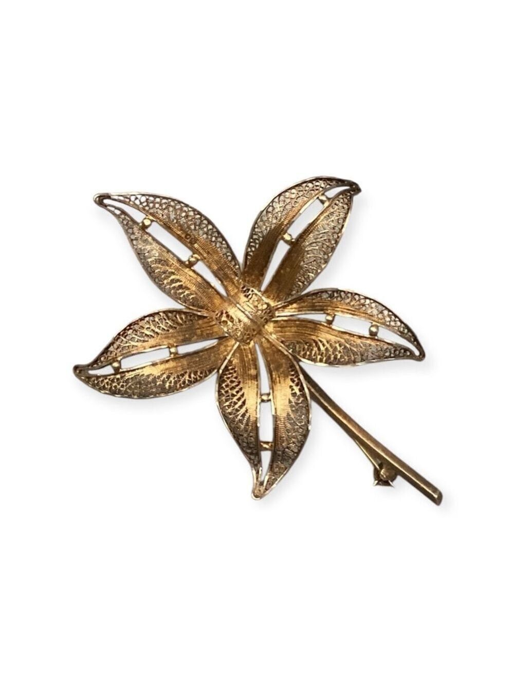 Vintage Gold Flower Brooch 0810